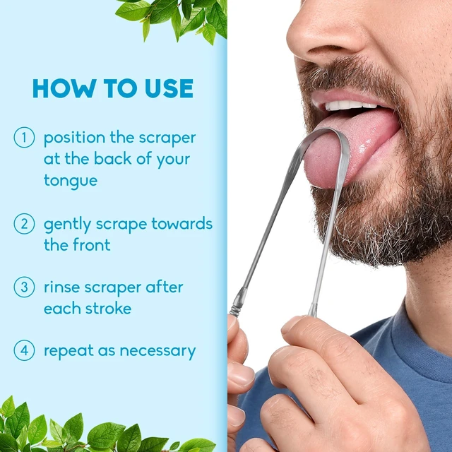 Alt view image 4 of 6 - Tongue Scraper, Tongue Cleaner, Stainless Steel (2 Pack) | Eliminates Bad Breath & Bacteria, For Adults & Kids, Dental Oral Care Products, Personal Hygiene Essentials, BPA Free