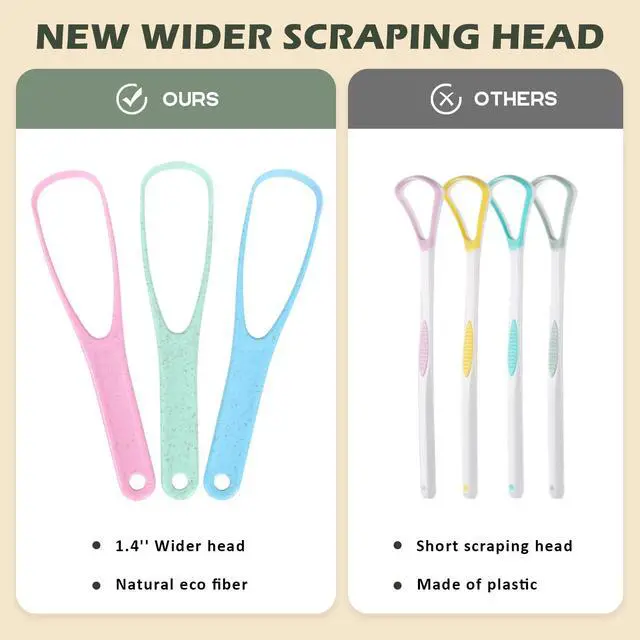 Alt view image 2 of 7 - Tongue Scraper Cleaner - BPA Free Natural Fiber - 3 Pack | 100% BPA free tongue scraper with natural fiber material for Oral Care & Hygiene. Effectively reduces bad breath. 3 pack.