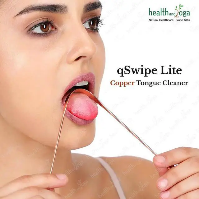 Alt view image 3 of 7 - HealthAndYoga qSwipe Lite Copper Tongue Cleaners (Pack of 6) Prevents Bad breath, Improves taste- Flexible, Curved ends provide good grip Complete Oral Care/Hygiene for Travel/Office/Home