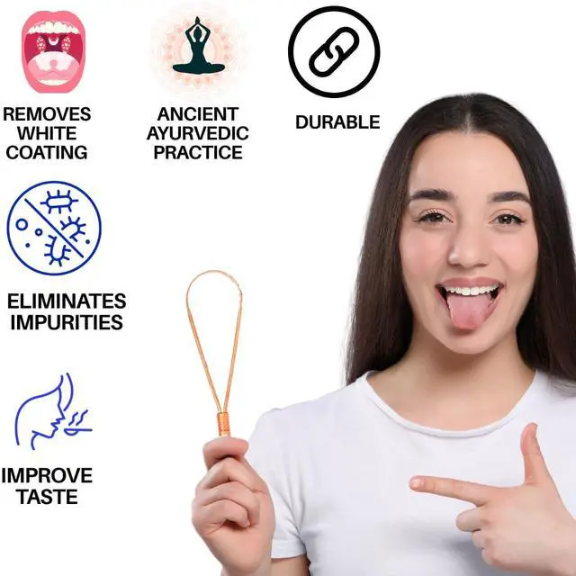 Alt view image 3 of 5 - 100% Pure Copper Single Handle Tongue Scraper Eco-Friendly Pouch for Adults and Kids - Durable Tongue cleaner Copper - Tough Scraper Oral Care & Hygiene-Unique design