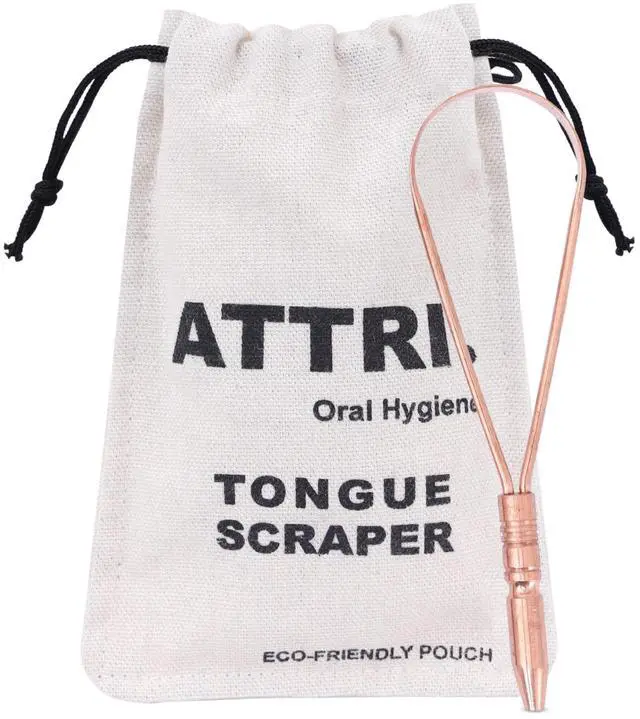 Main image of 100% Pure Copper Single Handle Tongue Scraper Eco-Friendly Pouch for Adults and Kids - Durable Tongue cleaner Copper - Tough Scraper Oral Care & Hygiene-Unique design