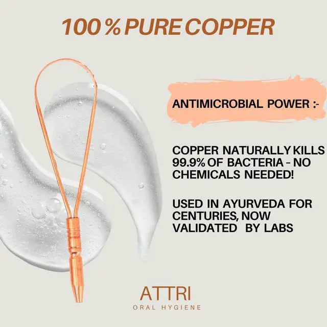 Alt view image 4 of 5 - 100% Pure Copper Single Handle Tongue Scraper Eco-Friendly Pouch for Adults and Kids - Durable Tongue cleaner Copper - Tough Scraper Oral Care & Hygiene-Unique design