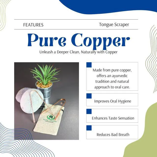 Alt view image 2 of 7 - Pure Copper Tongue Scraper for Adults and Kids (1 Piece/Pack) | Reusable Tongue Cleaner for Fresh Breath and Daily Oral Care