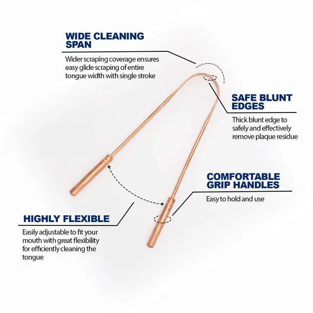 Alt view image 4 of 7 - Pure Copper Tongue Scraper for Adults and Kids (1 Piece/Pack) | Reusable Tongue Cleaner for Fresh Breath and Daily Oral Care