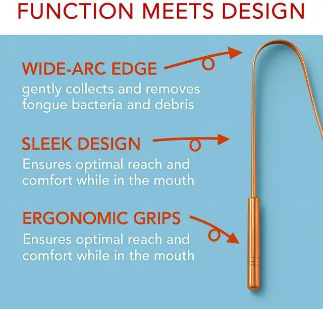 Alt view image 2 of 7 - Tongue Scraper 100% Copper (2 Pack) Premium Tongue Cleaner Improve Oral Health Ayurvedic Cleaning Tool