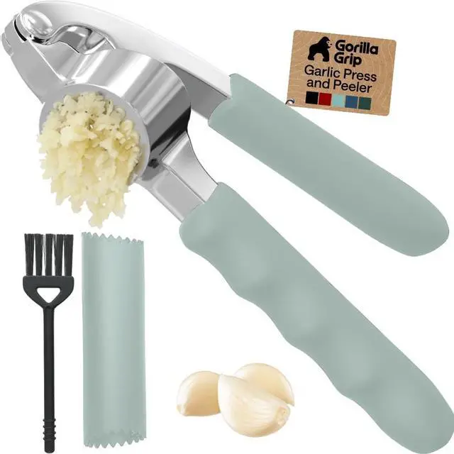 Main image of Garlic Peeler and Press Set, Heavy Duty Mincer, Mint | Large Chamber for Cloves, Soft Comfortable Handle, Easily Mince and Crush Garlics, Nuts, Seeds, Ginger, Home Kitchen Gadgets