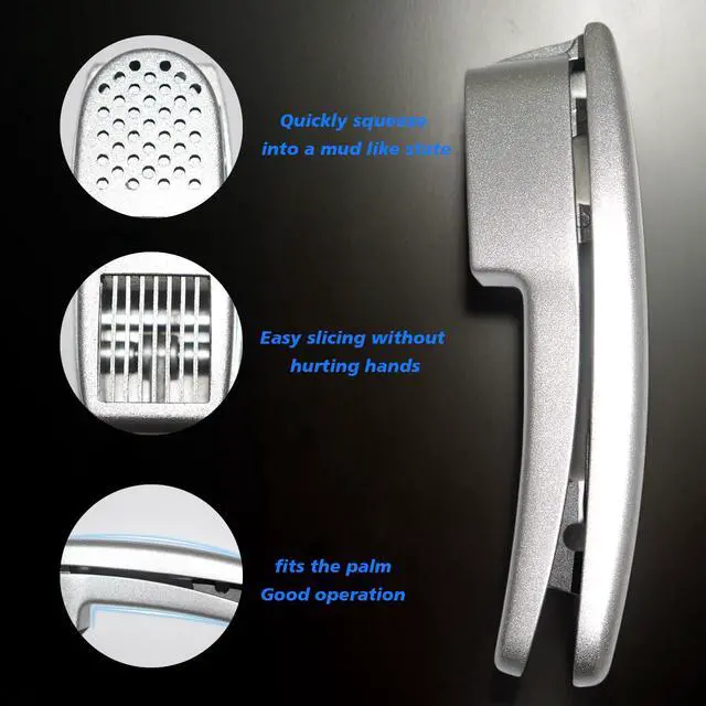 Alt view image 7 of 7 - 2-in-1 Garlic Press and Slicer, Handle Kitchen Tool for Home Cooking | Aluminum Garlic Mincer Crusher, Silicone Peeler, Cleaning Brush, Rustproof Non-Slip, Dishwasher Safe