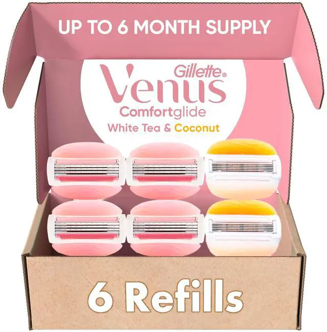 Main image of ComfortGlide White Tea 4 count, with Gillette Venus ComfortGlide plus Olay 2 count, Women's Razor Blade Refills