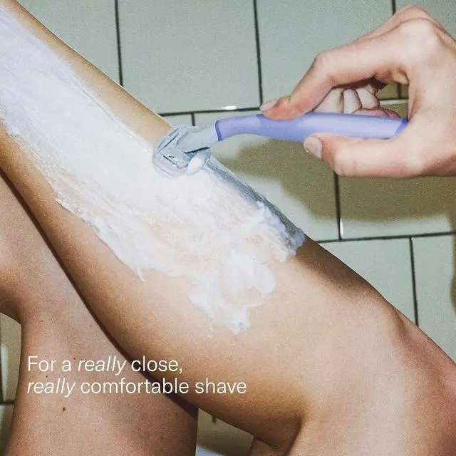 Alt view image 2 of 7 - Shaving Razor Set for Women - Original Razor Handle, 4 Refills | Includes Shower Holder - Lilac