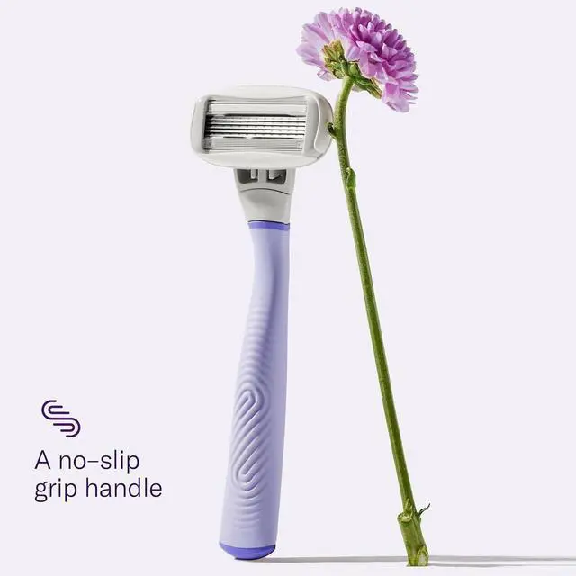 Alt view image 4 of 7 - Shaving Razor Set for Women - Original Razor Handle, 4 Refills | Includes Shower Holder - Lilac