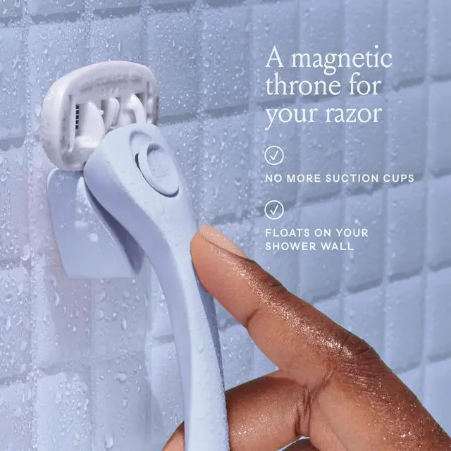 Alt view image 6 of 7 - Razors for Women, Cool Blue - 1 Handle, 4 Refills & Magnetic Holder | 5 blade womens razors for sensitive skin, Surrounded by aloe shave soap, Ergonomic handle, Pivoting head, Magnetic Holder