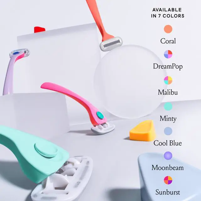 Alt view image 5 of 7 - Razors for Women, Cool Blue - 1 Handle, 4 Refills & Magnetic Holder | 5 blade womens razors for sensitive skin, Surrounded by aloe shave soap, Ergonomic handle, Pivoting head, Magnetic Holder