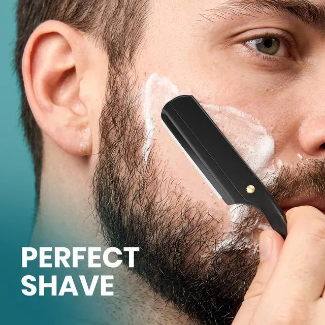 Alt view image 2 of 7 - Barber Straight Razor for Men- 100pc Blades Straight Edge Razor | Professional Beard Grooming; Gifts For Men; Stocking Stuffers for Men