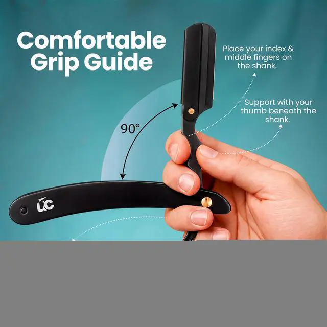 Alt view image 6 of 7 - Barber Straight Razor for Men- 100pc Blades Straight Edge Razor | Professional Beard Grooming; Gifts For Men; Stocking Stuffers for Men