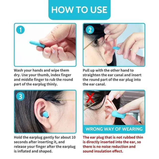 Alt view image 5 of 7 - Soft Foam Ear Plugs for Sleeping, 60 Pairs, 38dB SNR, Lake Blue | Ultra-soft noise reduction earplugs for snoring, study, travel, work & shooting; 38dB SNR/31dB NRR