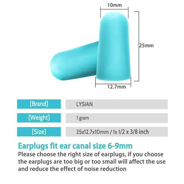 Alt view image 6 of 7 - Soft Foam Ear Plugs for Sleeping, 60 Pairs, 38dB SNR, Lake Blue | Ultra-soft noise reduction earplugs for snoring, study, travel, work & shooting; 38dB SNR/31dB NRR