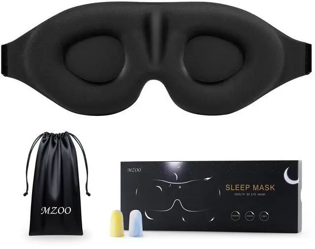 Main image of Luxury Sleep Mask for Women Men Patented Light Blocking Design | Zero Eye Pressure, 3D Contoured Sleeping Mask for Side Sleeper, Breathable, Adjustable, for Travel, Black