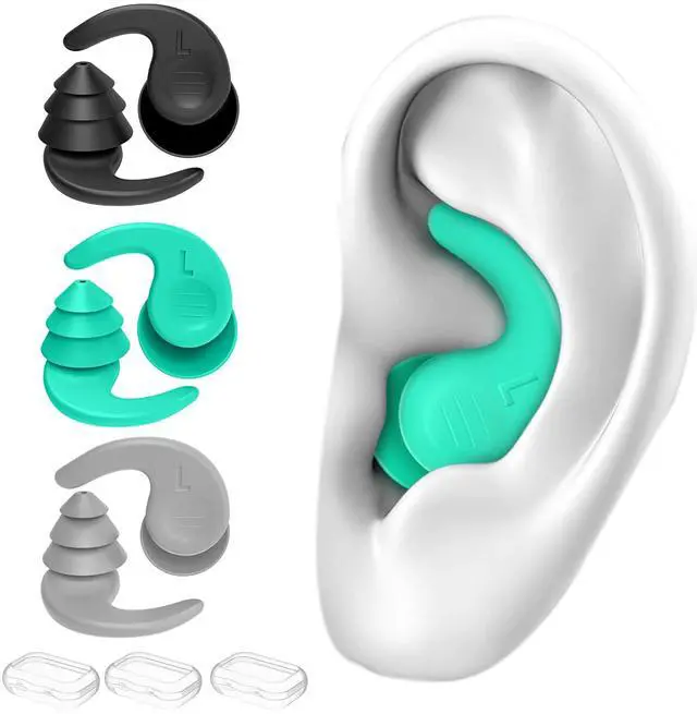 Main image of Swimming Ear Plugs for Adults,3 Pairs Waterproof Reusable Silicone Swim Earplugs for Swimming Surfing Snorkeling Showering and Water Pool,Beach,Ocean (Adults & Teens 14+)