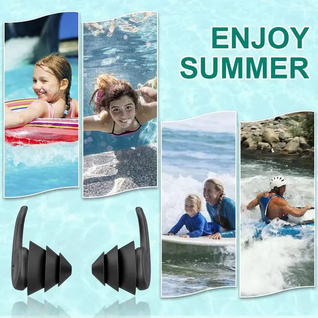 Alt view image 6 of 7 - Swimming Ear Plugs for Adults,3 Pairs Waterproof Reusable Silicone Swim Earplugs for Swimming Surfing Snorkeling Showering and Water Pool,Beach,Ocean (Adults & Teens 14+)