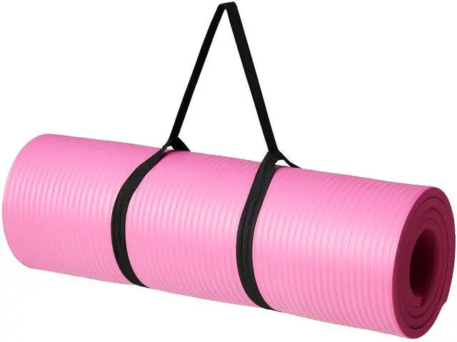 Main image of 1/2 Inch Extra Thick Exercise Yoga Mat with Carrying Strap for Home Workouts and Fitness, 74" x 24" x 0.5", Pink