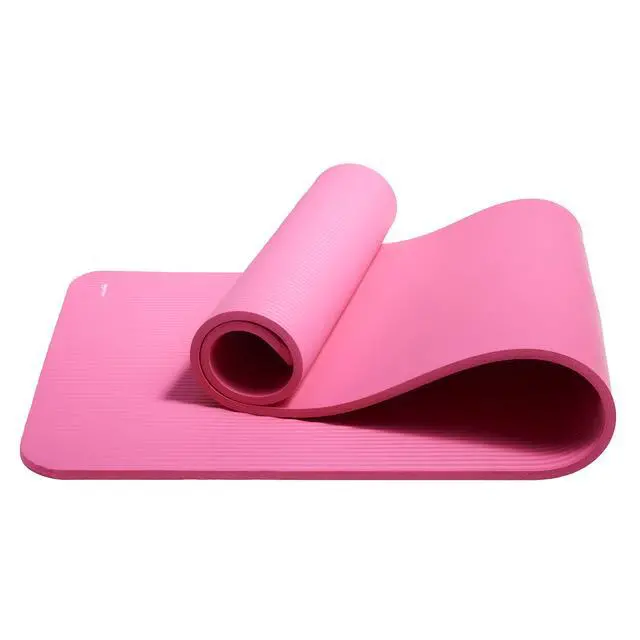 Alt view image 2 of 6 - 1/2 Inch Extra Thick Exercise Yoga Mat with Carrying Strap for Home Workouts and Fitness, 74" x 24" x 0.5", Pink