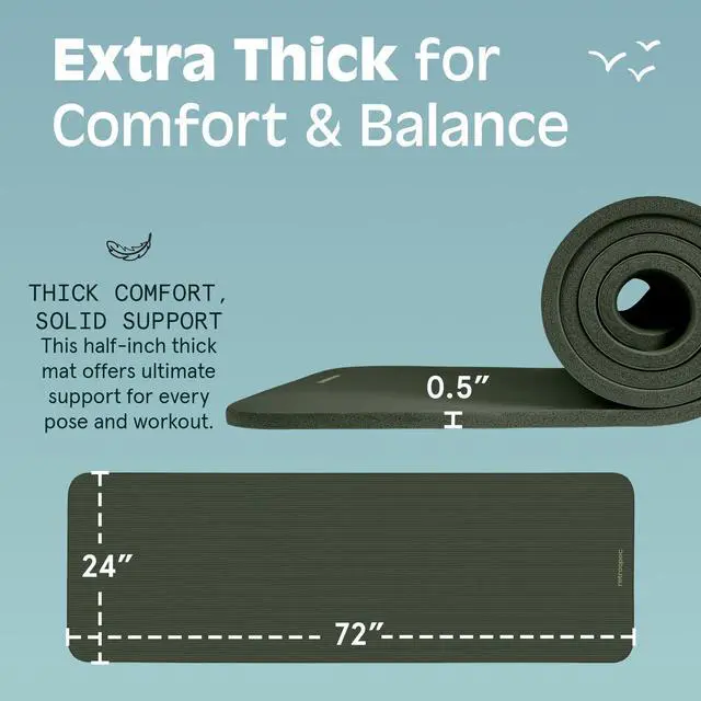 Alt view image 3 of 7 - Solana 1/2" Thick Yoga Mat Non Slip Exercise Mat w/Strap