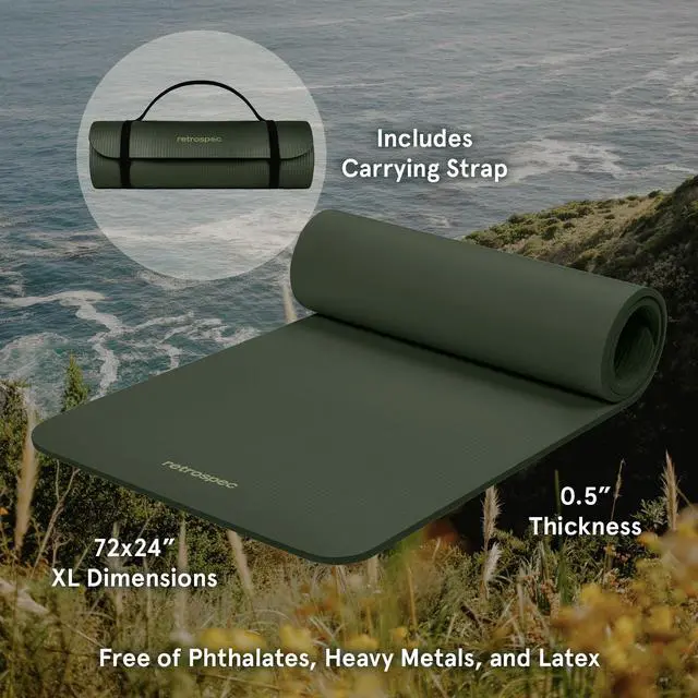 Alt view image 2 of 7 - Solana 1/2" Thick Yoga Mat Non Slip Exercise Mat w/Strap