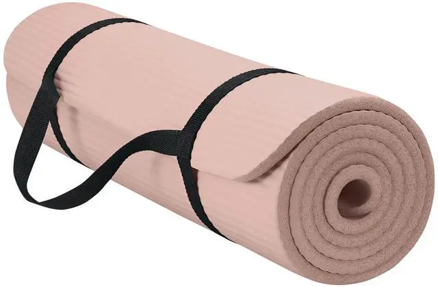 Main image of Essentials Thick Yoga Mat with Easy-Cinch Strap (French Rose, 10mm) | Extra-Thick 10mm Cushioning | Textured Non-Slip Surface | Carrying Strap Included | Yoga, Pilates & Floor Workouts | 68"x24"