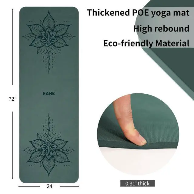 Alt view image 2 of 6 - Yoga Mat Thick 8MM 1/3" Eco-Friendly POE Non Slip Pilates Mat | High Rebound Yoga Mat, Anti-Tear & Sweat-Resistant for Fitness, Home, Workouts, Exercises Mats 72"x24"with Carrying Strap