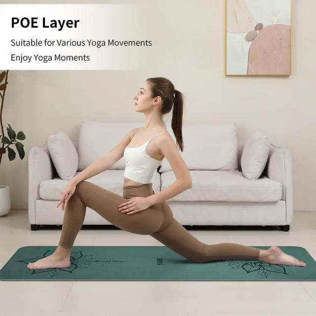Alt view image 3 of 6 - Yoga Mat Thick 8MM 1/3" Eco-Friendly POE Non Slip Pilates Mat | High Rebound Yoga Mat, Anti-Tear & Sweat-Resistant for Fitness, Home, Workouts, Exercises Mats 72"x24"with Carrying Strap