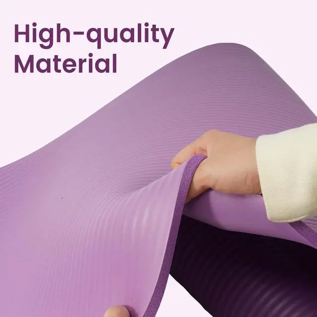 Alt view image 4 of 7 - Yoga Mat, 1/2-Inch Extra Thick High Density Exercise Mat, Anti-Tear Exercise Yoga Mat with Carrying Strap, Suitable for Various Yoga Exercises, Taro Purple