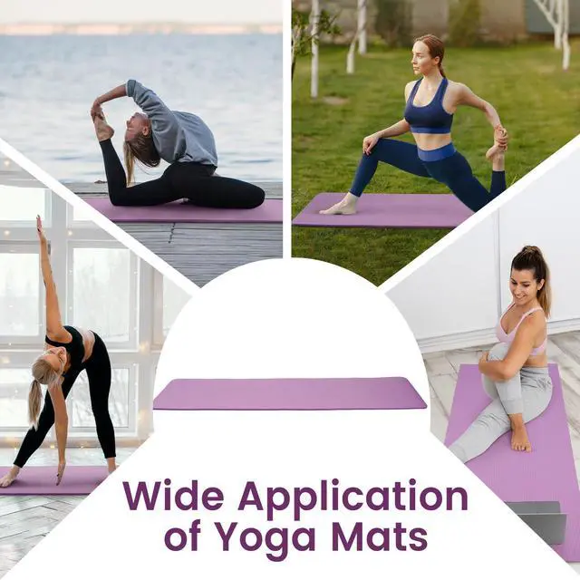 Alt view image 6 of 7 - Yoga Mat, 1/2-Inch Extra Thick High Density Exercise Mat, Anti-Tear Exercise Yoga Mat with Carrying Strap, Suitable for Various Yoga Exercises, Taro Purple
