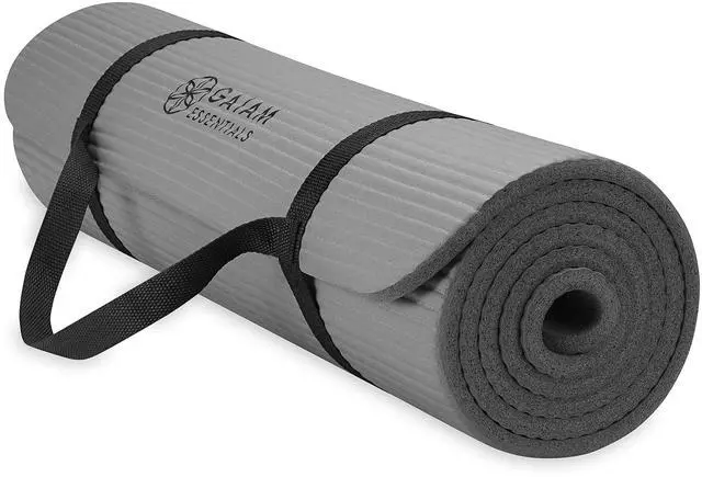 Main image of Essentials Thick Yoga Mat Fitness & Exercise Mat with Easy-Cinch Carrier Strap, Grey, 72"L X 24"W X 2/5 Inch Thick, 10mm | Extra-Thick 10mm Cushioning