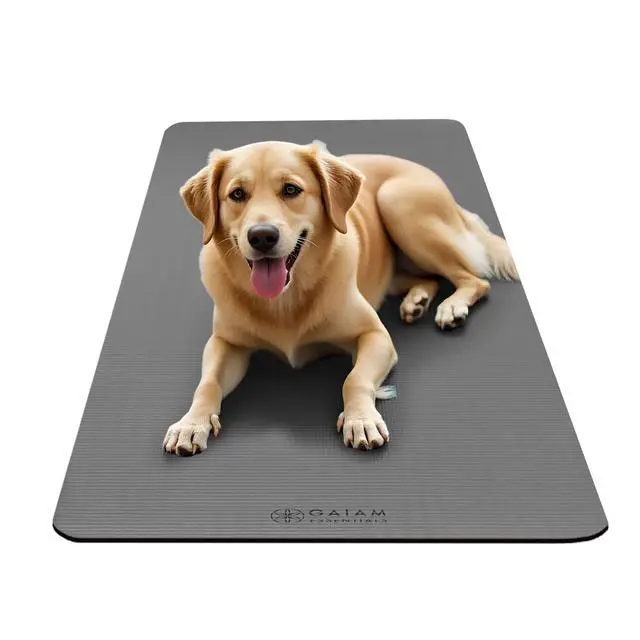 Alt view image 6 of 7 - Essentials Thick Yoga Mat Fitness & Exercise Mat with Easy-Cinch Carrier Strap, Grey, 72"L X 24"W X 2/5 Inch Thick, 10mm | Extra-Thick 10mm Cushioning