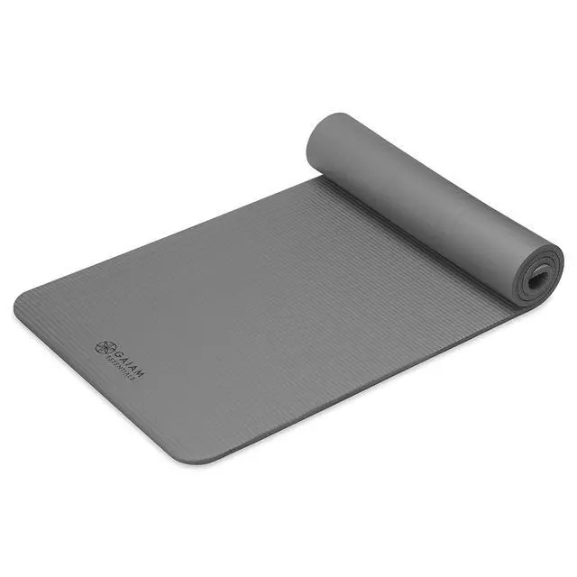 Alt view image 7 of 7 - Essentials Thick Yoga Mat Fitness & Exercise Mat with Easy-Cinch Carrier Strap, Grey, 72"L X 24"W X 2/5 Inch Thick, 10mm | Extra-Thick 10mm Cushioning
