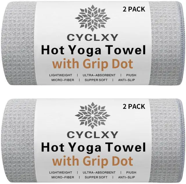 Main image of 2 Pack Hot Yoga Towel with Grip DotStickyfiber Yoga Mat Towels Non Slip for Hot Yoga,Absorbent Microfiber Sweat Anti-Slip Cover,Bikram,Pilates,Exercise