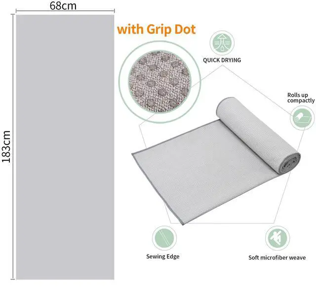 Alt view image 2 of 6 - 2 Pack Hot Yoga Towel with Grip DotStickyfiber Yoga Mat Towels Non Slip for Hot Yoga,Absorbent Microfiber Sweat Anti-Slip Cover,Bikram,Pilates,Exercise