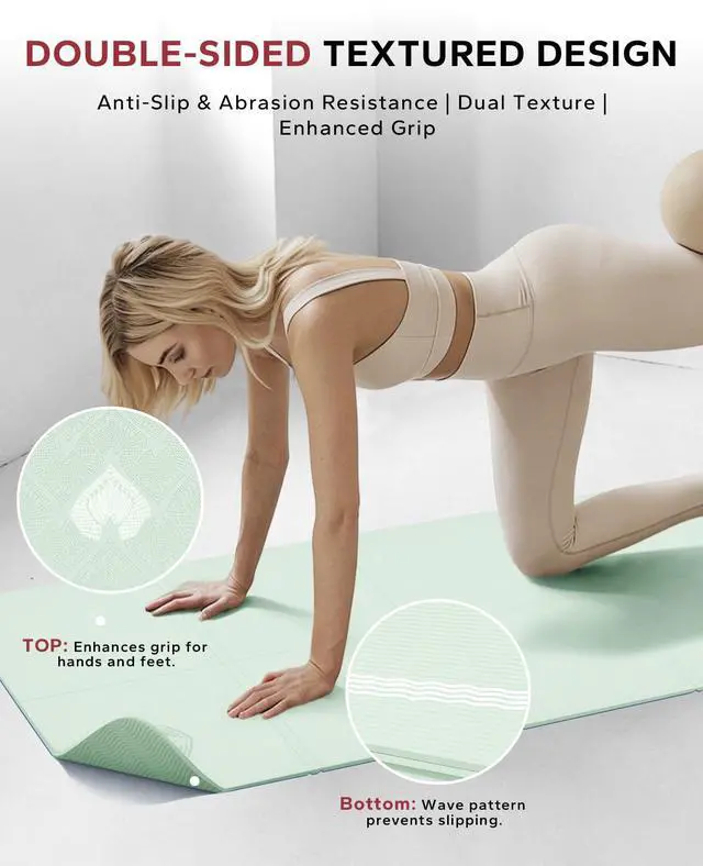 Alt view image 3 of 7 - Foldable Yoga Mat - 72"x24"x0.24" (6mm), Non-Slip TPE Exercise Mat | Ideal for Home Workout, Yoga, Pilates, Stretching & Travel, Durable & Eco-Friendly, Includes Carry Bag