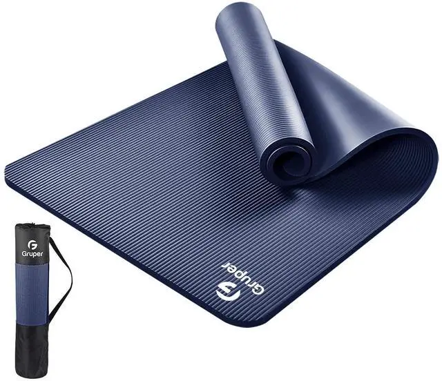 Main image of Thick Yoga Mat Non Slip, Large Size 72" L x 32" W x 0.6" TH, Premium Exercise & Fitness Mat with Carrying Strap and Bag, Workout Mats for Home (Navy Blue, 72 * 24 * 0.4 Inches)