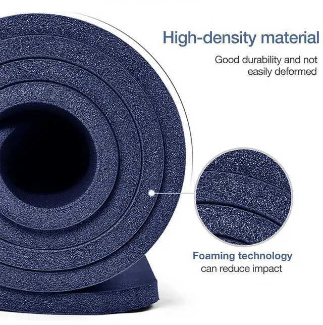 Alt view image 4 of 7 - Thick Yoga Mat Non Slip, Large Size 72" L x 32" W x 0.6" TH, Premium Exercise & Fitness Mat with Carrying Strap and Bag, Workout Mats for Home (Navy Blue, 72 * 24 * 0.4 Inches)