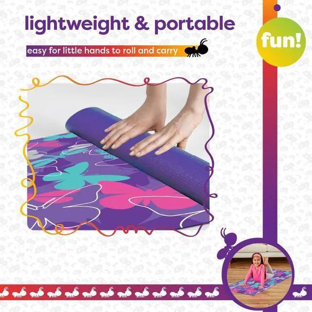 Alt view image 6 of 6 - Kids Yoga Mat - Yoga Mats for Kids, Home Workout, Travel, Fitness, Pilates, Stretching, Sturdy Non-Slip Exercise Mat for Toddlers, Size 60 x 24, 3mm Thick Free of Toxic Phthalates