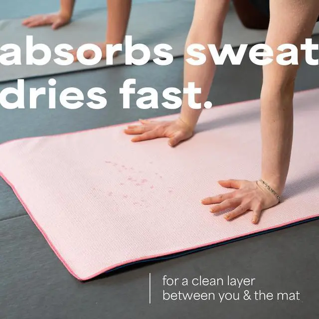 Alt view image 3 of 6 - Aura Microfiber Yoga Mat Towel with Grip, 24" x 72", Pink | Silicone Grip Backing, Soft and Absorbent, Quick-Dry for Gym, Pilates, and Hot Yoga, Compact for Gym Bag, Machine Washable