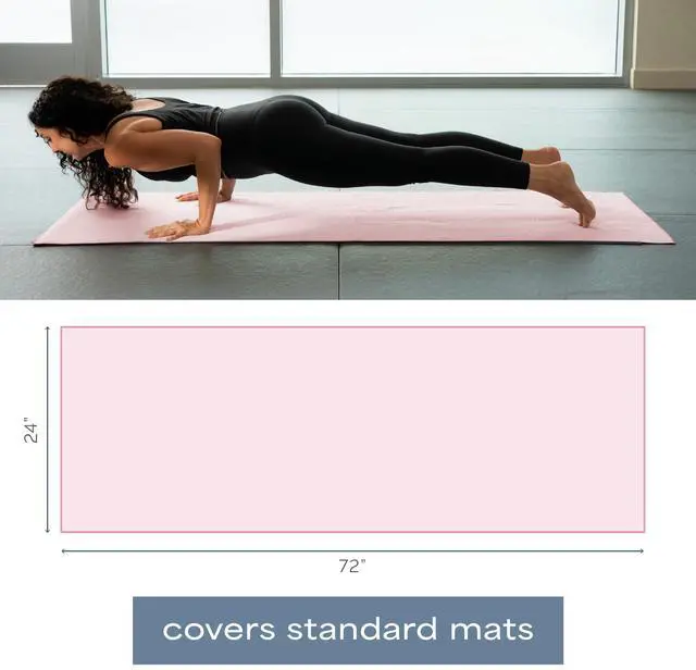 Alt view image 6 of 6 - Aura Microfiber Yoga Mat Towel with Grip, 24" x 72", Pink | Silicone Grip Backing, Soft and Absorbent, Quick-Dry for Gym, Pilates, and Hot Yoga, Compact for Gym Bag, Machine Washable