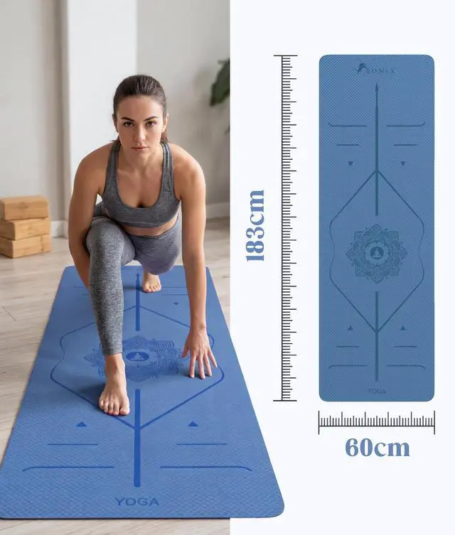 Alt view image 6 of 7 - Pro Yoga Mat With Alignment Lines, 6Mm Thick Non-Slip Exercise Mat | 72 x 24 In TPE Large Pilates Mat For Home Workout, Stretching, Training, Meditation, Carry Bag Included For Women And Men