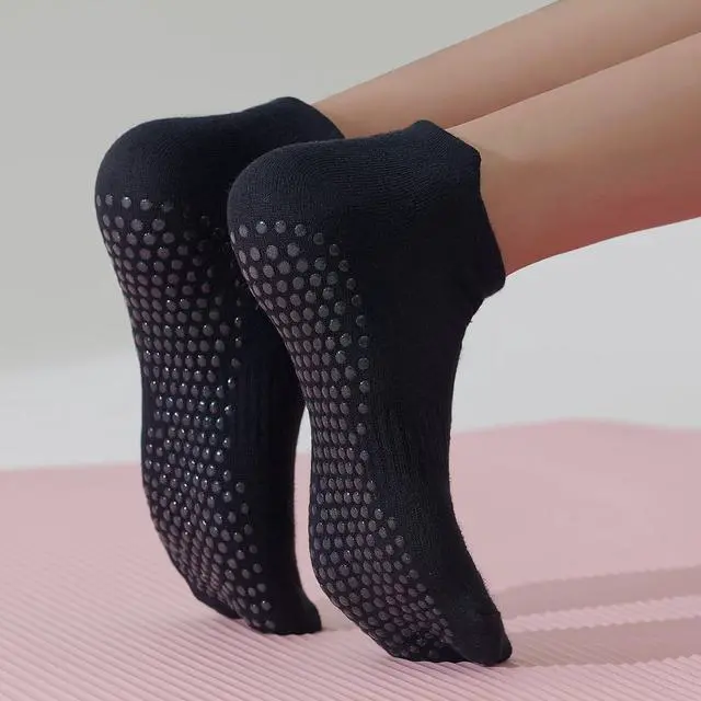 Alt view image 2 of 7 - 6 Pairs Pilates Socks for Women, Grip Yoga Socks Crew Grippy Non Slip for Barre, Ballet, Dance & Hospital
