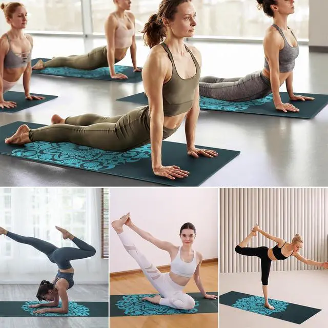 Alt view image 5 of 5 - Folding Yoga Mat, 72"x 32"x 0.24" Extra Wide Non-Slip Exercise Fitness Yoga Mats, Eco-Friendly High Density 6mm Thick Print Pilates Mat with Carrying Bag for Women Men Home Workout