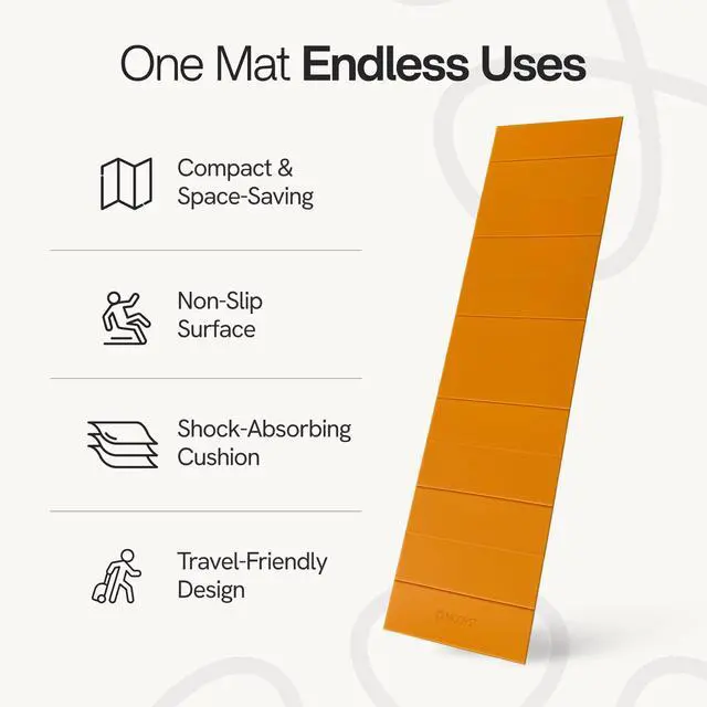 Alt view image 3 of 7 - Folding Yoga Mat, TPE Folding Yoga Mat, Foldable Exercise Mat for Yoga, Pilates, Floor Workouts, Compact Design, Travel Friendly, Ideal for Home & Gym, Knee pad, Kneeling pad, No Roll Mat (Orange)