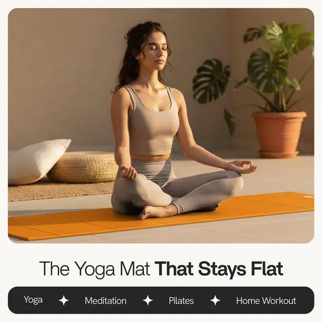 Alt view image 2 of 7 - Folding Yoga Mat, TPE Folding Yoga Mat, Foldable Exercise Mat for Yoga, Pilates, Floor Workouts, Compact Design, Travel Friendly, Ideal for Home & Gym, Knee pad, Kneeling pad, No Roll Mat (Orange)