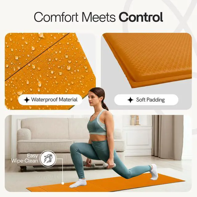 Alt view image 4 of 7 - Folding Yoga Mat, TPE Folding Yoga Mat, Foldable Exercise Mat for Yoga, Pilates, Floor Workouts, Compact Design, Travel Friendly, Ideal for Home & Gym, Knee pad, Kneeling pad, No Roll Mat (Orange)