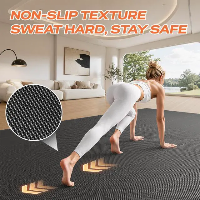 Alt view image 7 of 7 - Gym Floor Mats, EVA Foam Puzzle Exercise Mats, Foam Floor Tiles | Cushioned Interlocking Workout Mat, Gym Flooring for Home Gym, Playroom, Garage, 18 PCS, 12.6"x12.6"x0.4", Black